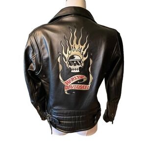 Harley-Davidson Black Leather Jacket with Skull Design